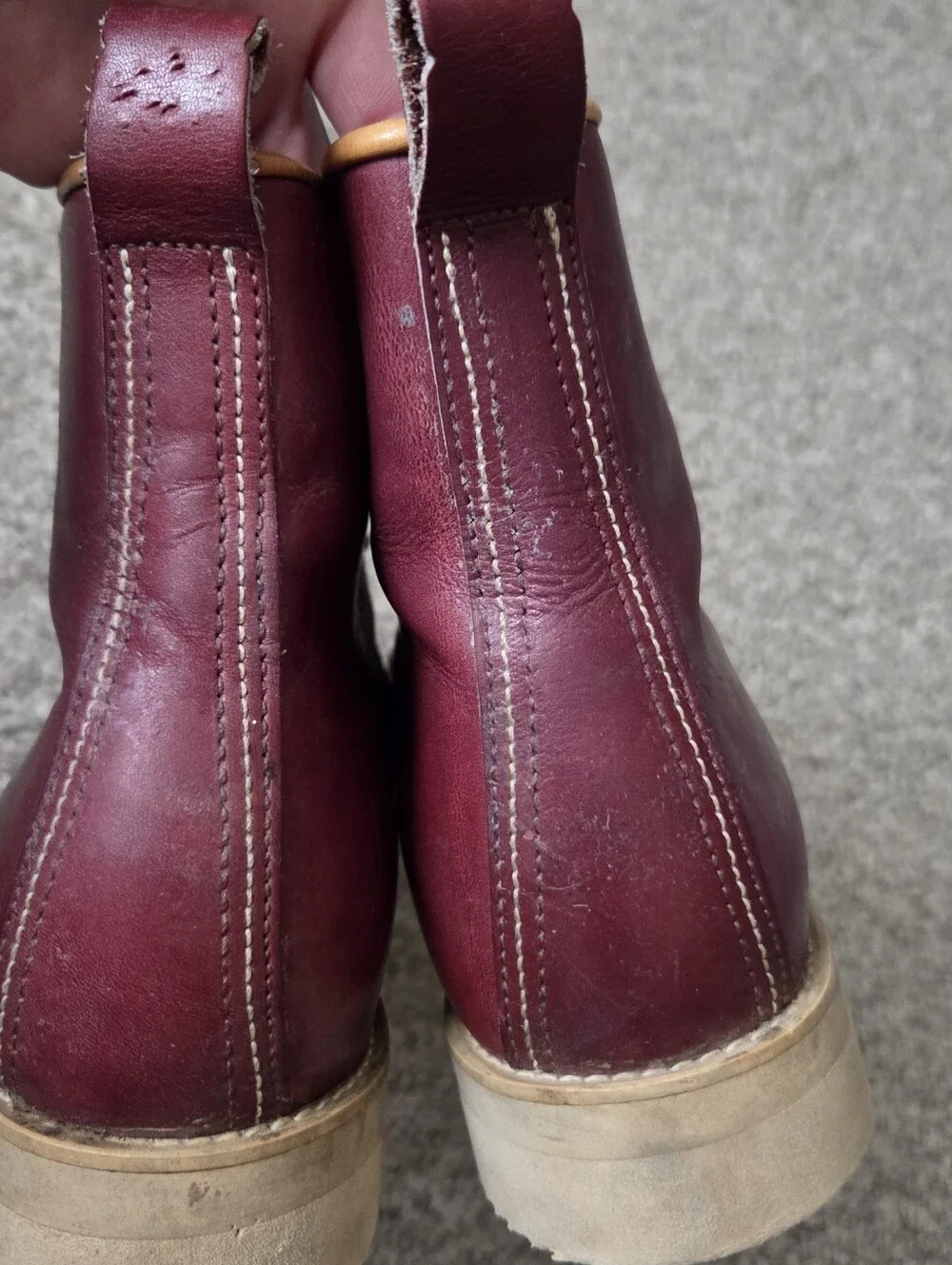Vtg LL Bean Mens Burgundy Leather Moc Toe Boots Lace Up -Italy Sz 11